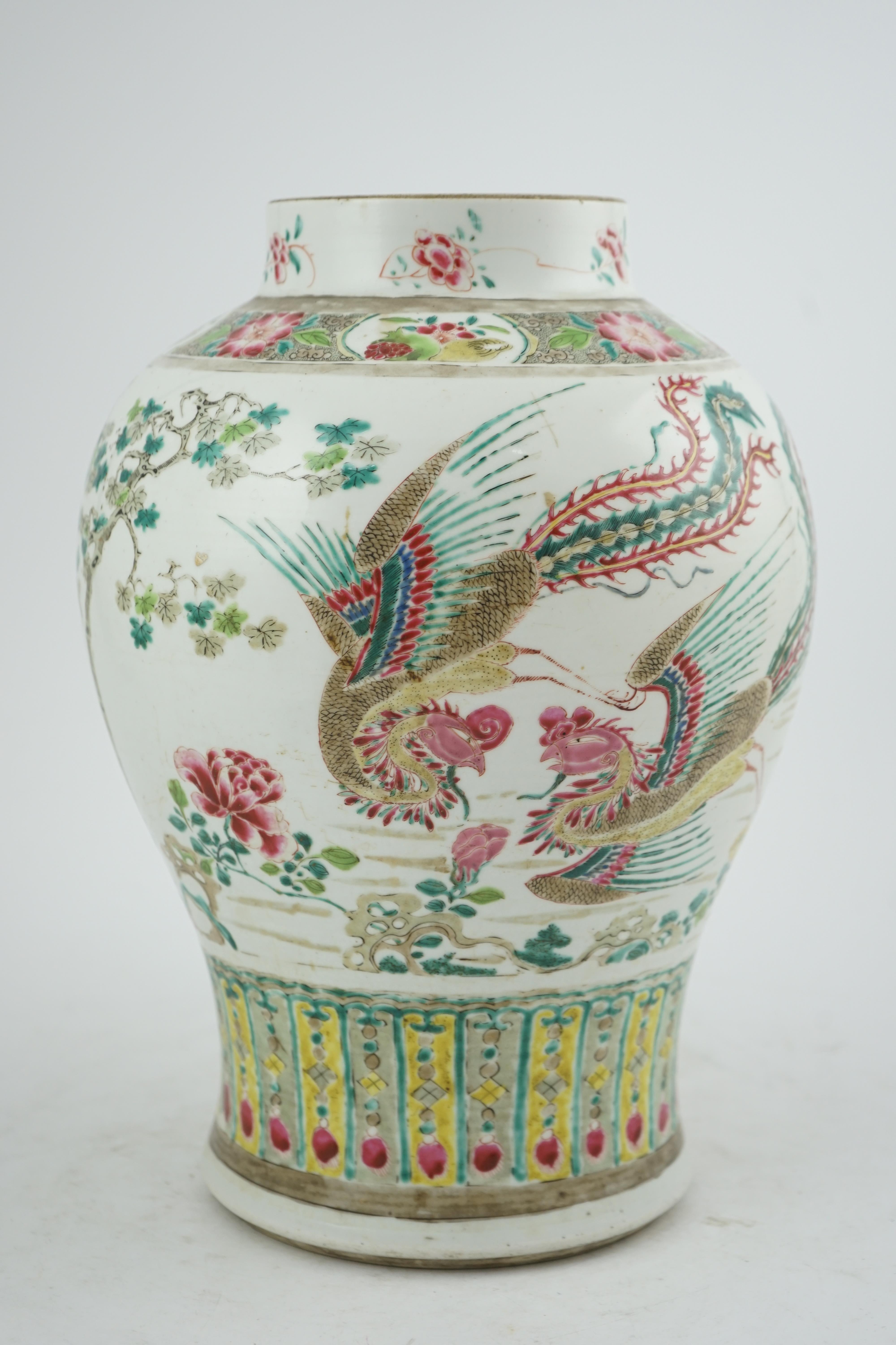 A Chinese famille rose baluster vase, Yongzheng period (1723-35)